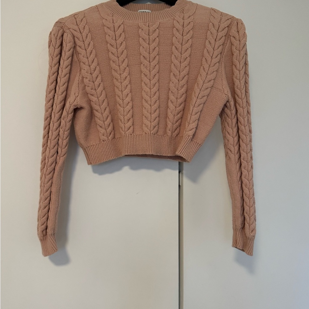 Cable Knit Cropped Sweater - Dusty Blush Rose Pink from Aritzia - Picture 1 of 5